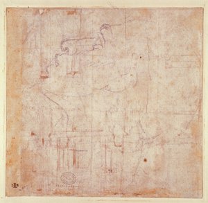 Bir Kafanın Çalışması, 1525-26 (kağıt üzerine siyah tebeşir) (ya da tersi) (rekto için bkz. 191779) by Michelangelo Buonarroti