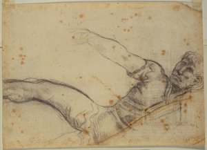 Otograf olmayan figür ve yazıt çalışması by Michelangelo Buonarroti