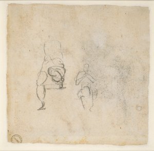 Oturmuş Figürlerin iki çok hafif çizimi, c1490-1560 by Michelangelo Buonarroti