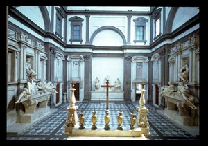 Michelangelo Buonarroti (1475-1564) tarafından tasarlanan ve Lorenzo, Urbino Dükü (1492-1519) (l) ve Giuliano, Nemours Dükü (1479-1516) (r), 1520-24