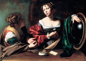 Martha ve Mecdelli Meryem, c. 1598 by Michelangelo Merisi Caravaggio