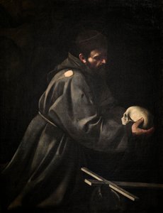 Aziz Francis meditasyonda, yak. 1606 (tuval üzerine yağlı boya) by Michelangelo Merisi da Caravaggio