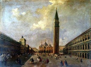 Campanile ile San Marco Meydanı (petrol) by Michele (attr. to) Marieschi