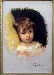 Çocuk Portresi Tablosu Michel Gordigiani (1830-1909) 1880 Floransa, Modern Sanat Müzesi by Michele Giordigiani