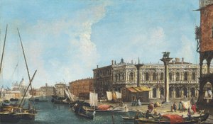 Sağda Piazetta ve Libreria Marciana, solda Dogana ve Santa Maria della Salute ile Venedik