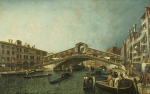 Rialto Köprüsü, Venedik, c.1740 (tuval üzerine yağlı boya) by Michele Marieschi