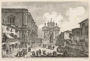 Venedik Manzaraları: Campo S. Rocco, 1741. by Michele Marieschi