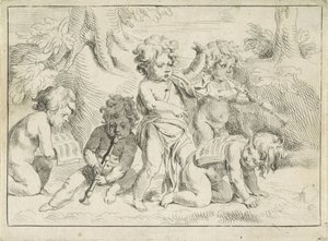 Beş müzik yapan çocuk by Michiel Frans van der Voort