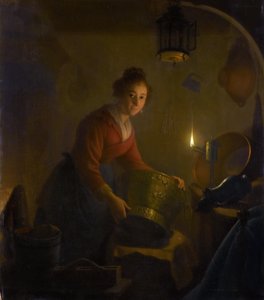 Mum ışığında mutfakta kadın by Michiel Versteegh