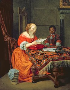 Seyirci Siyahlı Bir Mektubu Okuyan Kadın , 1670