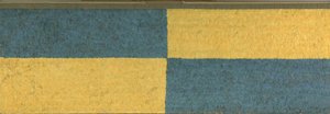 Mavi ve sarı tüy işlemeli dikdörtgenler içeren panel, c. A.D.650-850 (tüyler (mavi ve altın Amerika papağanı), pamuklu kumaş ve kamelid elyaf kumaş) by Middle Horizon Epoch 2A