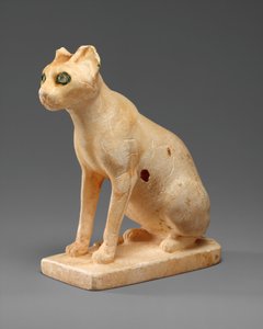 Kedi Şeklindeki Kozmetik Kap, MÖ 1990-1900 dolayları (boyalı traverten, bakır, kuvars kristali)