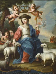The Divine Shepherdess (La divina pastora), c.1760 (bakır, bağa ve kemik üzerine yağlı boya)