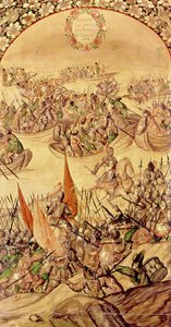 Garcia de Holguin Quanhtemoc'u işgal ediyor by Miguel Gonzalez