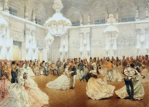 Nasir al-Din Shah'ın Mayıs ayındaki Resmi Ziyareti Sırasında Kışlık Saray Konser Salonunda Balo by Mihaly von Zichy