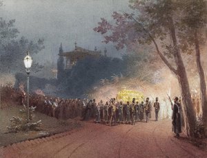 Alexander'ın cesediyle birlikte tabutun Livadia'daki Küçük Saray'dan taşınması, 1895 by Mihaly von Zichy