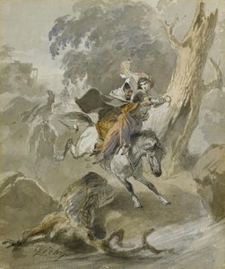Scènes du Caucase dizisinden adam kaçırma by Mihaly von Zichy