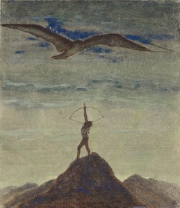 Yay Burcu (""Zodyak" Döngüsünden) par Ciurlionis, Mikalojus Konstantinas (1875-1911). Kağıt üzerinde tempera, boyut : 35,3x30,1