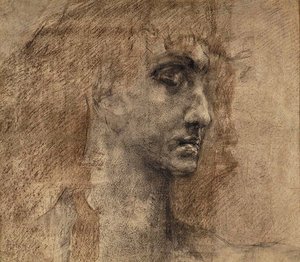 Head of an Angel, 1887 (charcoal und red crayon on paper) by Mikhail Aleksandrovich Vrubel