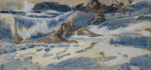 Naiad ve triton çalma, 1896-1898 by Mikhail Aleksandrovich Vrubel
