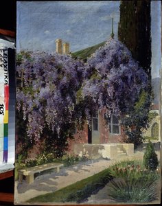 Wisteria ile iç içe bir ev. Mihail Aleksandroviç Alisov