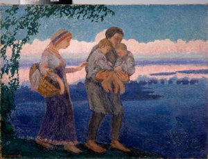 Eve Dönüş Akşamı - Mikhail Nikolayevich Yakovlev (1880-1942), tuval üzerine yağlı boya