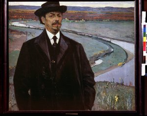 Otoportre. Mikhail Vasilyevich (Vasilyevich) Nesterov (1862-1942), ahşap üzerine yağlı boya by Mikhail Vasilievich Nesterov