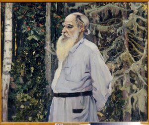 Yazar Leon N. Tolstoy'un Portresi (1828-1910) (Yazar Leo N. Tolstoy'un Portresi). Resim, Mikhail Vasilyevich Nesterov (1862-1942), tuval üzerine yağlı boya by Mikhail Vasilievich Nesterov