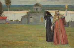 İki kız kardeş by Mikhail Vasilievich Nesterov