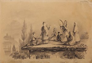 Çatıdaki Gürcü kadınlar Lezghinka, 1837