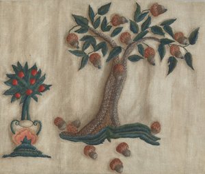 İşlemeli Yatak Askısı by Mildred E. Bent