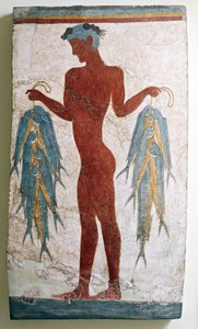 Yunan uygarlığı, balıkçıyı tasvir eden fresk, Akrotiri, Thera, Santorini, Yunanistan (fresk) by Minoan