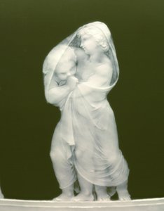 Bir çift vazodan detay, "Les alteres y les frileux", 1879 by Mintons Ltd