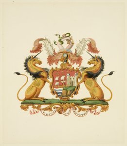 Arms of the City of Bristol, c.1830 (kalem ve suluboya kağıdı) by Miss (attr.to) Braikenridge