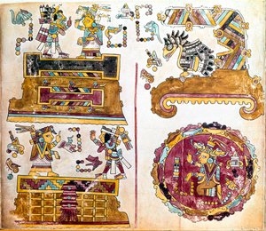 Mixtec uygarlığı: Günlük etkinliklerin resimlerini içeren Mixtec Codex - Kolomb öncesi sanat, karma uygarlık: quotidienne sahneleri - Hernan Cortes tarafından 1519