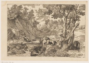 Tövbekar Jerome ve Dinlenen Üç Aslan ile Manzara Titian