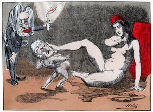 Adolphe Thiers, Marianne'e tecavüz ediyor, 1875 dolayları (baskı) by Moloch (1849-1909)