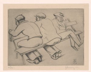 Bir kanepede üç adam by Mommie Schwarz (signed by artist)