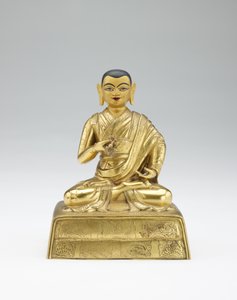 On ikinci Dalai Lama, Trinlay Gyatso, kısmi bir lama ve öğretmen grubundan, 19. yüzyılın ortalarında