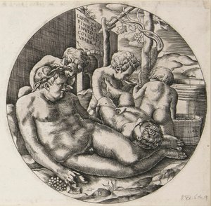 Bacchus ve Putti by Monogrammist B