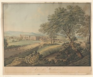 Wiesbaden Vue de Wiesbaden'in görünümü (nesne üzerindeki başlık) by Monogrammist DS (graveur)