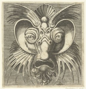 Yanaklarda ve alında sivri uçlu, göz çevresinde daireler bulunan maske Libro di değişken maskara (...) (seri başlığı) by Monogrammist IHS