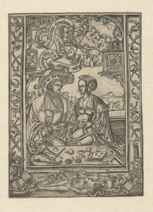 Vanitas Lord ve kafatası olan kadın by Monogrammist XXX met L (attributed to)