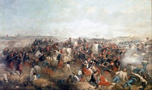 Palestro Savaşı: Zouaves. Merkezde Victor Emmanuel II by Morfini