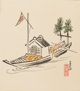 Tahta baskı - Takarabune sıçan tarafından direğe, 19. yüzyılın sonlarında by Morikawa Sobun