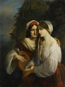 İtalyan kostümlü iki kadın by Moritz Calisch (signed by artist)