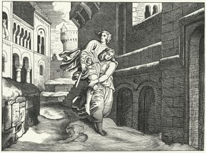 Einhard ve Emma (gravür) by Moritz Ludwig von Schwind