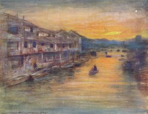 Büyük Kanalda, Osaka, c1887, 1901 by Mortimer Ludington Menpes