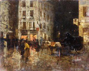 Gece Bir Sokak Manzarası, by Mose Bianchi