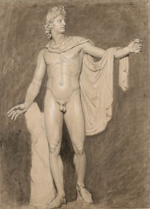 Apollo Belvedere'nin kadrosu (kağıt üzerinde yıkanmış siyah beyaz tebeşir) by Moseley Danforth